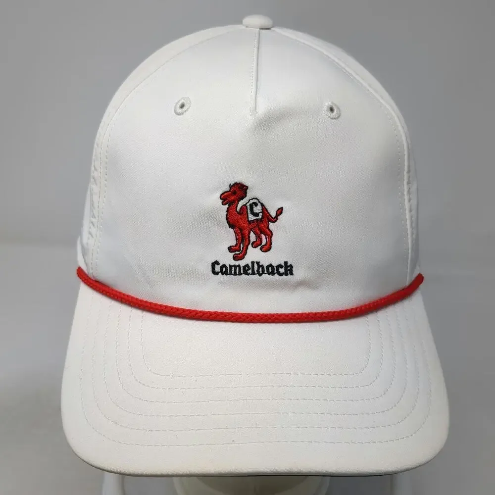 Adidas 5 Panel White Camelback Golf Club Red Rope Snapback Hat Golfing Vintage